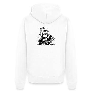 Großes Segelschiff Großsegler in stürmischer Fahrt - Unisex Premium Bio Zip Hoodie - Weiß - Hinten - Thijin (182cm)