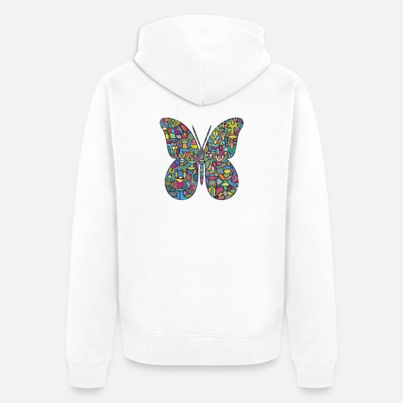 Papillon Spectacle en Couleur - Veste à capuche bio Premium Unisexe - blanc