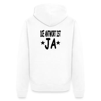 yes - Unisex Premium Organic Zip Hoodie - white - Back - Thijin (182cm)