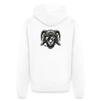 Goat on a mission - Unisex Premium Organic Zip Hoodie - white - Back - Thijin (182cm)