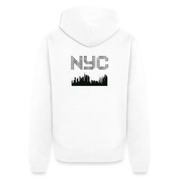 New York Pixel Skyline - Unisex Premium Bio Zip Hoodie - Weiß - Hinten - Thijin (182cm)