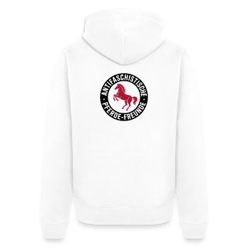 Antifaschistische Pferdefreunde - Antifa Reitsport - Unisex Premium Bio Zip Hoodie - Weiß - Hinten - Thijin (182cm)