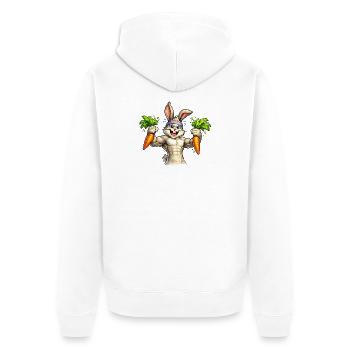 Starker Hase mit Karotten  - Unisex Premium Bio Zip Hoodie - Weiß - Hinten - Thijin (182cm)