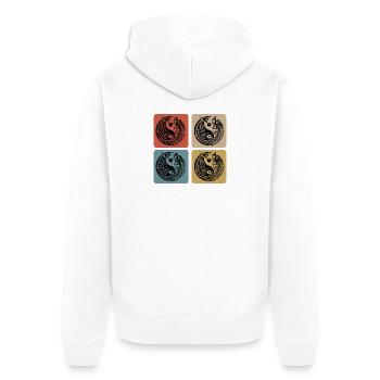 Yin Yang Drache und Phönix - Unisex Premium Bio Zip Hoodie - Weiß - Hinten - Thijin (182cm)
