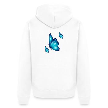 Trio papillons - Veste à capuche bio Premium Unisexe - blanc - Dos - Thijin (182cm)