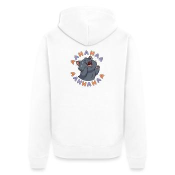 Laughing Cat Burst - Unisex Premium Organic Zip Hoodie - white - Back - Thijin (182cm)