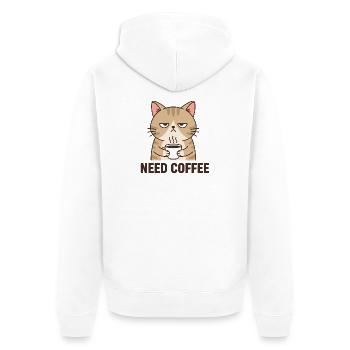 Chat en colère du café - Veste à capuche bio Premium Unisexe - blanc - Dos - Thijin (182cm)