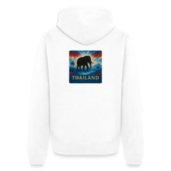 Design de voyage d’éléphant en Thaïlande - Veste à capuche bio Premium Unisexe - blanc - Dos - Thijin (182cm)