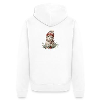 Winter kitten with hat and scarf - Unisex Premium Organic Zip Hoodie - white - Back - Thijin (182cm)