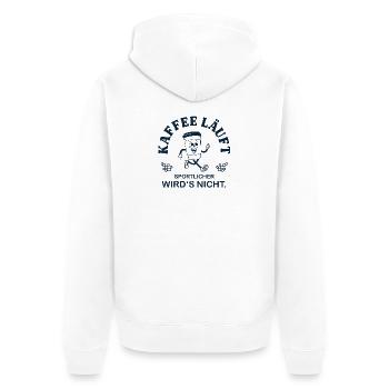 Le café coule – il n’y a pas de vintage plus sportif - Veste à capuche bio Premium Unisexe - blanc - Dos - Thijin (182cm)