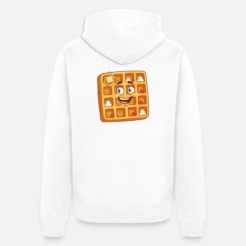 Dessin animé Happy Waffle Face - Veste à capuche bio Premium Unisexe - blanc