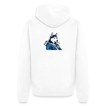 Husky Postman Blue Outfit - Unisex Premium Organic Zip Hoodie - white - Back - Thijin (182cm)