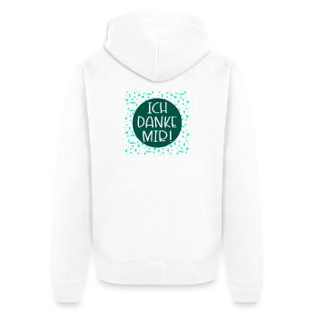Ich danke mir Sprüche - Unisex Premium Bio Zip Hoodie - Weiß - Hinten - Thijin (182cm)