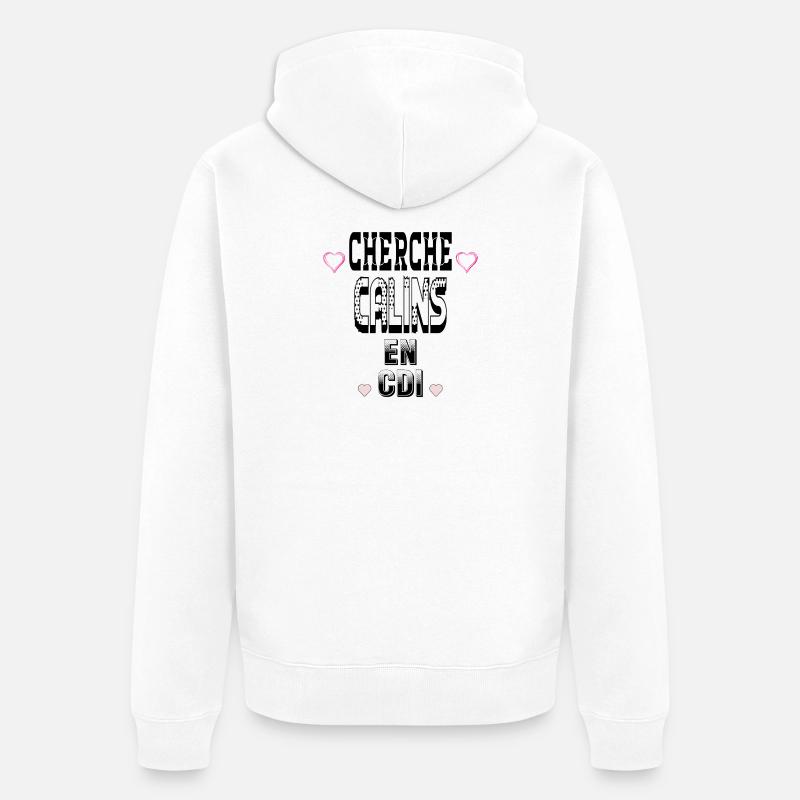 Looking for Cuddles on a permanent contract - Unisex Premium Organic Zip Hoodie - white