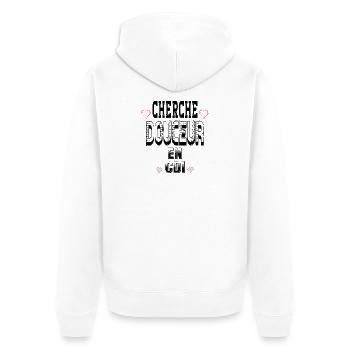 Cherche Douceur en CDI - Veste à capuche bio Premium Unisexe - blanc - Dos - Thijin (182cm)