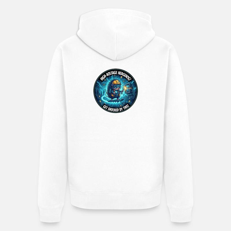 Hochspannung Igel: Stromschock-Design - Unisex Premium Bio Zip Hoodie - Weiß