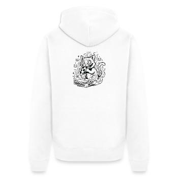 Flaming Cat in a Warning Box Pizza - Unisex Premium Organic Zip Hoodie - white - Back - Thijin (182cm)