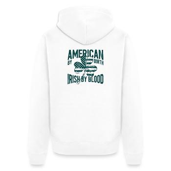Américain de naissance, Irlandais de sang - Veste à capuche bio Premium Unisexe - blanc - Dos - Thijin (182cm)