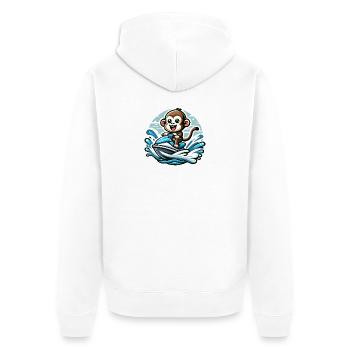 Affe auf Jetski Abenteuer - Unisex Premium Bio Zip Hoodie - Weiß - Hinten - Thijin (182cm)