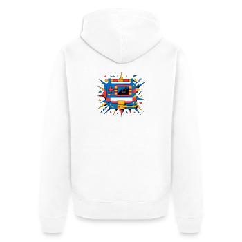 Retro-Neon-Konsole - Unisex Premium Bio Zip Hoodie - Weiß - Hinten - Thijin (182cm)