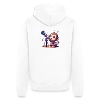 Starry Sky Monkey with Telescope - Unisex Premium Organic Zip Hoodie - white - Back - Thijin (182cm)