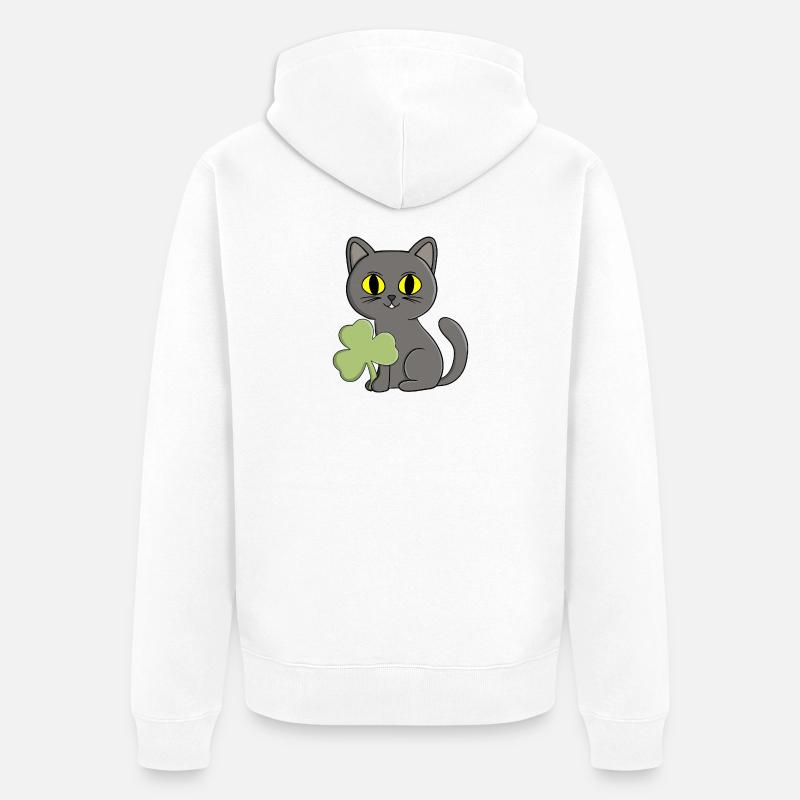 Charme trèfle trèfle chat gris - Veste à capuche bio Premium Unisexe - blanc