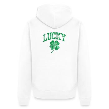 Lucky Shamrock Arch - Unisex Premium Bio Zip Hoodie - Weiß - Hinten - Thijin (182cm)