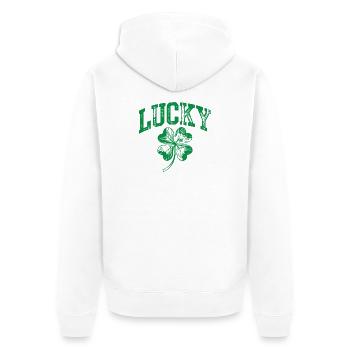Lucky Shamrock Arch - Unisex Premium Bio Zip Hoodie - Weiß - Hinten - Thijin (182cm)