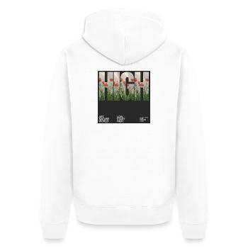 Album Cover Design auf Textilien. - Unisex Premium Bio Zip Hoodie - Weiß - Hinten - Thijin (182cm)