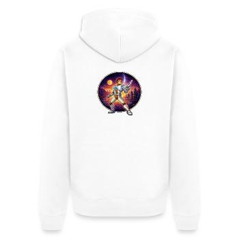 Pixel Captain – Retro Sci-Fi Hero - Unisex Premium Organic Zip Hoodie - white - Back - Thijin (182cm)