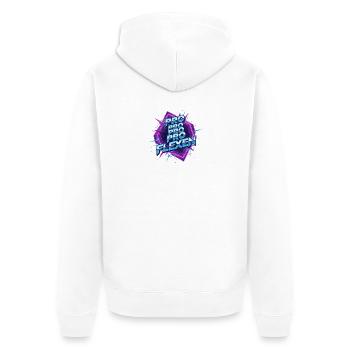 Neon Retro ProFlexen - Unisex Premium Bio Zip Hoodie - Weiß - Hinten - Thijin (182cm)