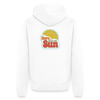 Here Comes the Sun – 60er Jahre Retro - Unisex Premium Bio Zip Hoodie - Weiß - Hinten - Thijin (182cm)