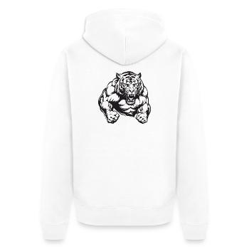 Tiger Bodybuilding - Unisex Premium Bio Zip Hoodie - Weiß - Hinten - Thijin (182cm)
