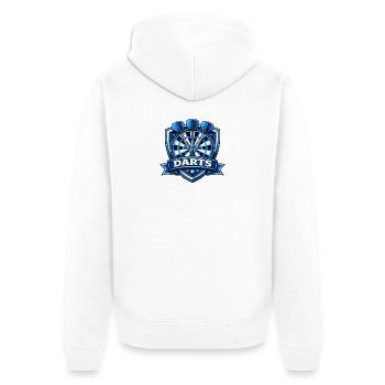 Blue Darts Shield Logo - Unisex Premium Organic Zip Hoodie - white - Back - Thijin (182cm)