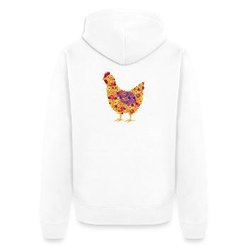Fans de poulet - Coq - Coq - Poulet fleur - Bio - Veste à capuche bio Premium Unisexe - blanc - Dos - Thijin (182cm)