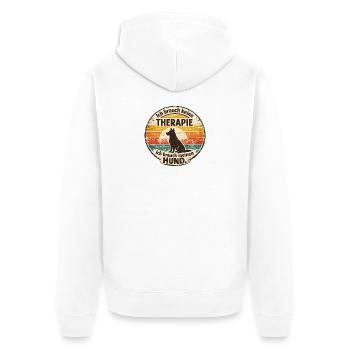 Chien au lieu de thérapie Imprimé rétro - Veste à capuche bio Premium Unisexe - blanc - Dos - Thijin (182cm)