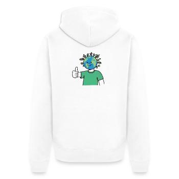 Terre Souriante Sauver et protéger la planète - Veste à capuche bio Premium Unisexe - blanc - Dos - Thijin (182cm)