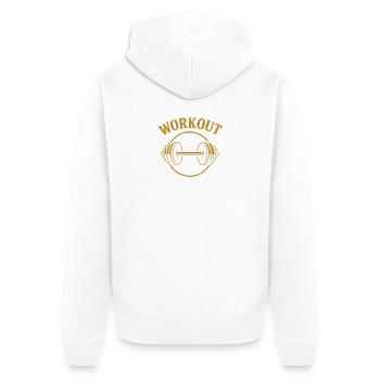 Golden Dumbbell-Workout - Unisex Premium Bio Zip Hoodie - Weiß - Hinten - Thijin (182cm)