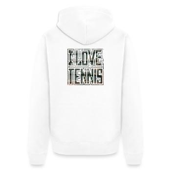 I LOVE TENNIS, Scoreboard, Geschenkidee Shirt - Unisex Premium Bio Zip Hoodie - Weiß - Hinten - Thijin (182cm)