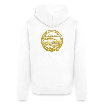 60th Birthday - Classic Musclecar 04/1966 - Unisex Premium Organic Zip Hoodie - white - Back - Thijin (182cm)