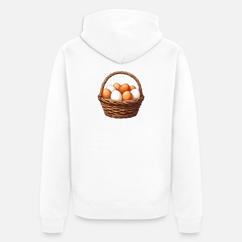 Panier d’œufs bruns et blancs - Veste à capuche bio Premium Unisexe - blanc