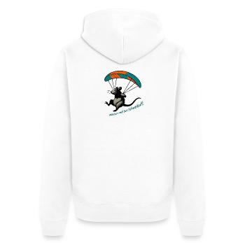 Fallschirmmaus Abenteuer - Unisex Premium Bio Zip Hoodie - Weiß - Hinten - Thijin (182cm)