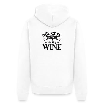 Age Gets Better with Wine – Lustiges Weindesign - Unisex Premium Bio Zip Hoodie - Weiß - Hinten - Thijin (182cm)