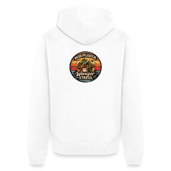 Plus de plantes, moins de stress - Veste à capuche bio Premium Unisexe - blanc - Dos - Thijin (182cm)