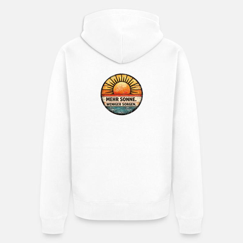 Plus de soleil, moins d’inquiétudes, rétro - Veste à capuche bio Premium Unisexe - blanc