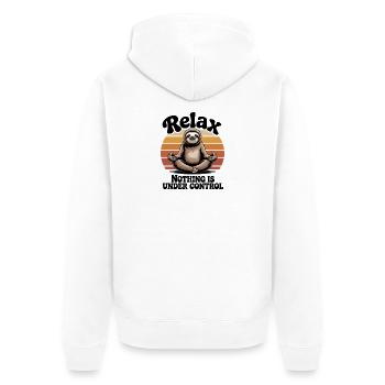 Relax Nothing Is Under Control Vintage Sloth - Unisex Premium Organic Zip Hoodie - white - Back - Thijin (182cm)