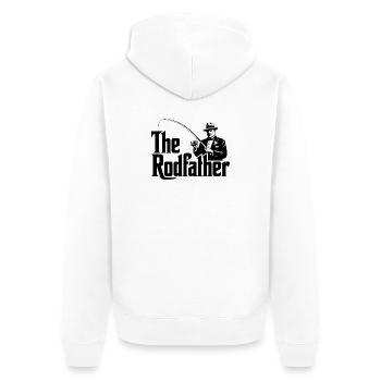 The Rodfather Funny Fishing Parody - Unisex Premium Organic Zip Hoodie - white - Back - Thijin (182cm)