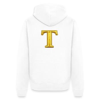 Golden T motif with shine - Unisex Premium Organic Zip Hoodie - white - Back - Thijin (182cm)