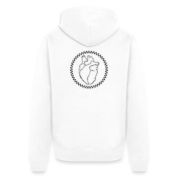 SKA.HEART - Unisex Premium Bio Zip Hoodie - Weiß - Hinten - Thijin (182cm)