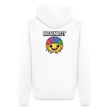 Brainrot Rainbow Smile - Unisex Premium Bio Zip Hoodie - Weiß - Hinten - Thijin (182cm)